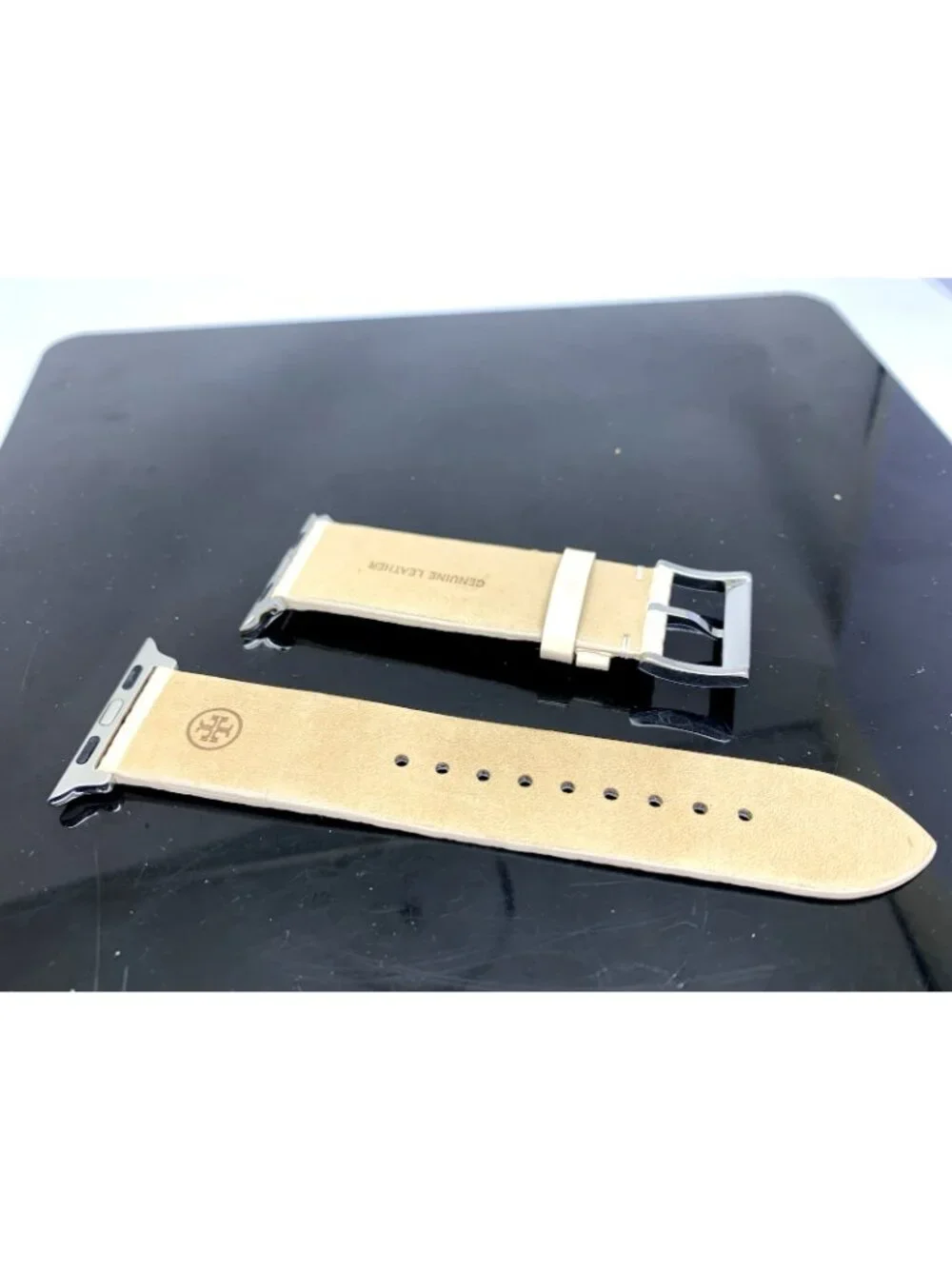 Tory Burch Apple Watch Band Case Size 38/40mm Cream Leather Strap